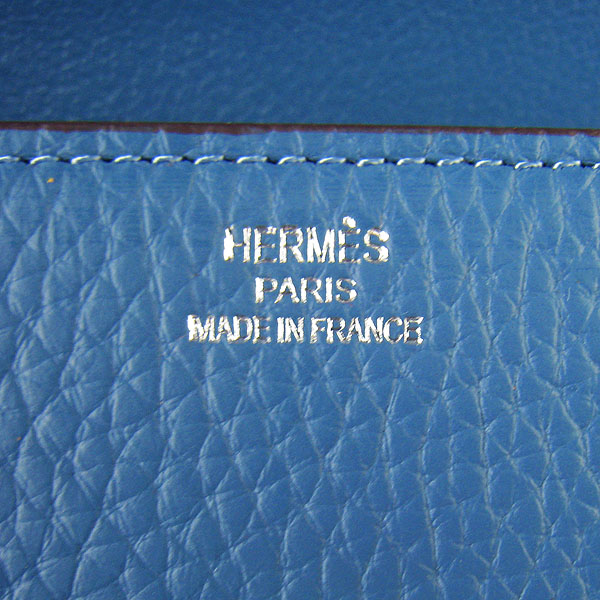 7A Hermes Oxhide Leather Message Bag Middle Blue H017